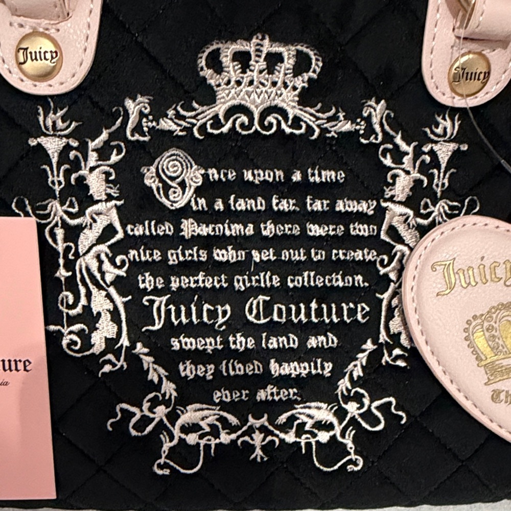 Juicy Couture | Velour Crest Satchel | Pink Black Y2K Glam | NWT - Picture 2 of 16